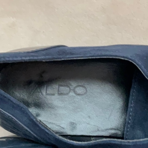 Navy Blue Patent Leather Oxford Shoes - Picture 6 of 10